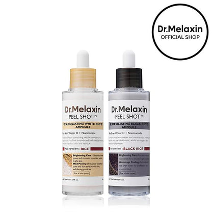 Peel Shot Glow Rice Ampoule Duo - Peel Shot Gentle Exfoliator for Glowing, Smooth Skin | Blackhead Whitehead Care | Korean skincare